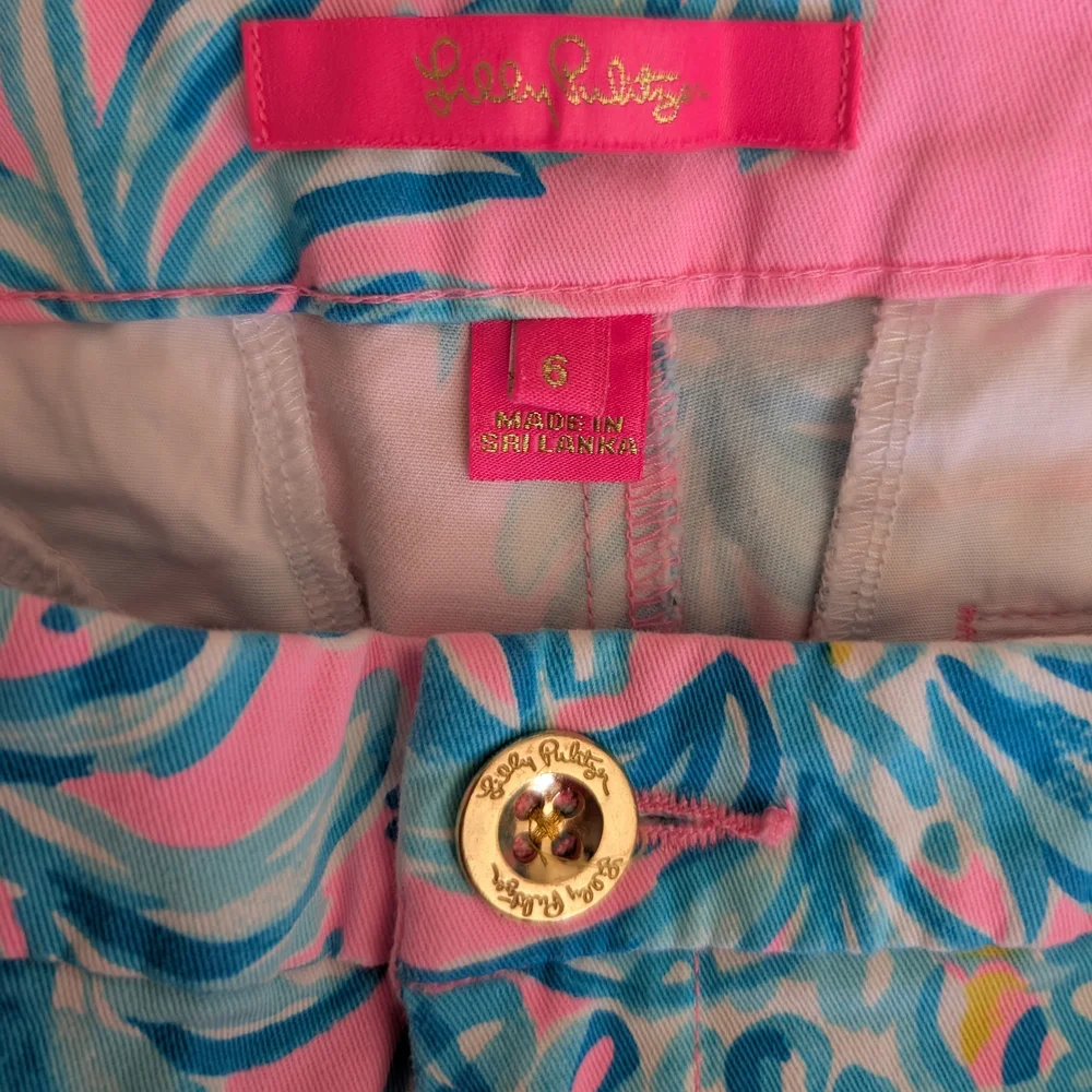 Lilly Pulitzer Womens 6 Buttercup Shorts Pink Blue Scalloped Preppy Vacation - Picture 5 of 6